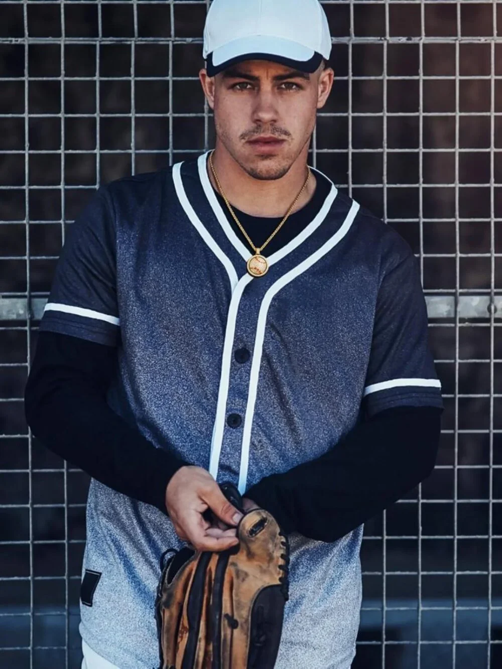 Stylish Bling Sports Necklace for Men - CZ Gold Chain with Ball Pendant Jewelry
